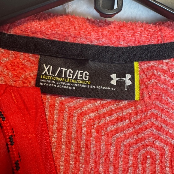 Under Armour Hoodie Mens Size XXL Red Full Zip Loose Sweatshirt Athletic Lightwe - Picture 2 of 9